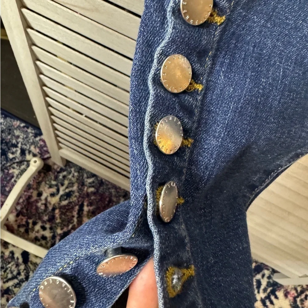 L’Agence Skinny Jeans Button Hem Designer Denim Stretch Blue Jeans Size 24
